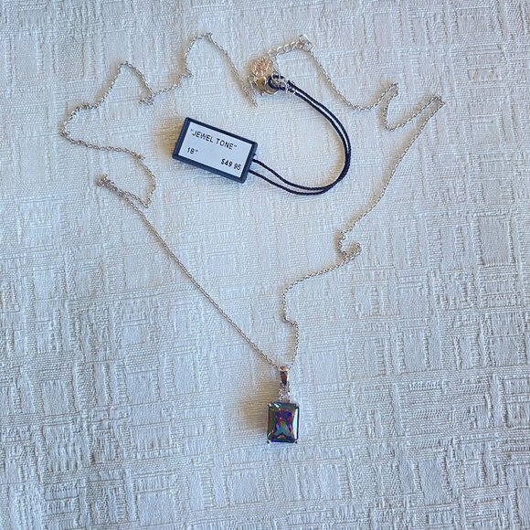 FAC Mystic Rainbow Crystal Silver Tone Necklace NWT - Picture 4 of 8